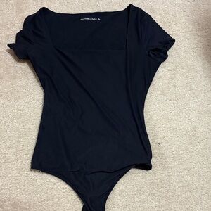 Abercrombie & Fitch Black Square Neck Short Sleeve Bodysuit